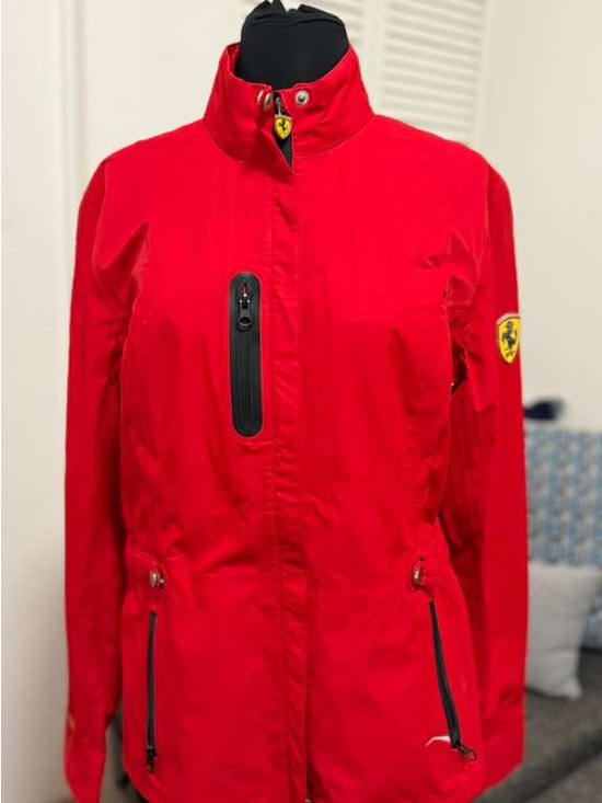 Ferrari Red Women's Utility Shell Jacket with Racing Emblem - Picture 2 of 2